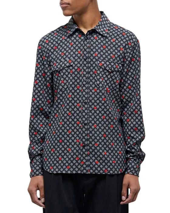 Cowboy Dots Floral Embroidery Shirt 