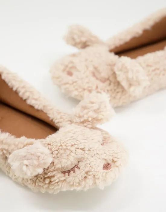 cozy bear ballet slippers in beige