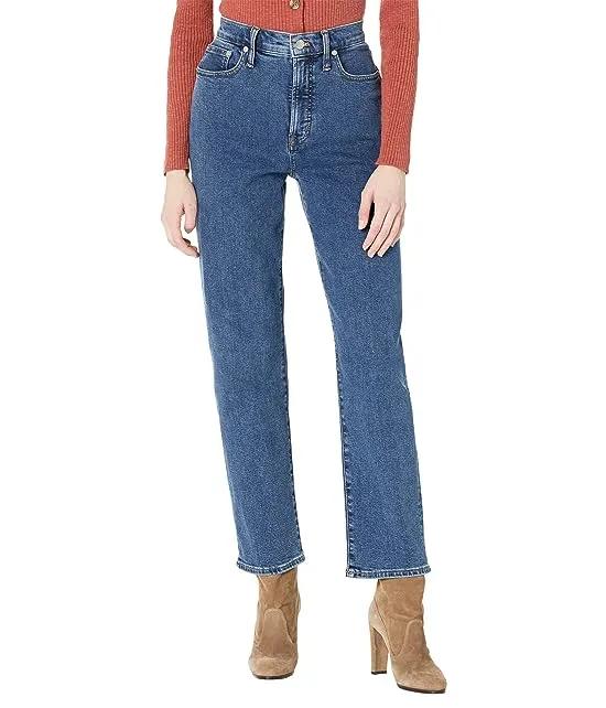 Cozy Mid-Rise Perfect Vintage Straight Jeans in Bright Indigo Wash