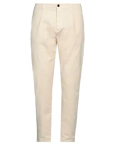 Cream Cotton twill Casual pants