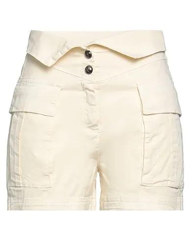 Cream Cotton twill Shorts & Bermuda