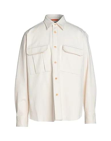 Cream Cotton twill Solid color shirt