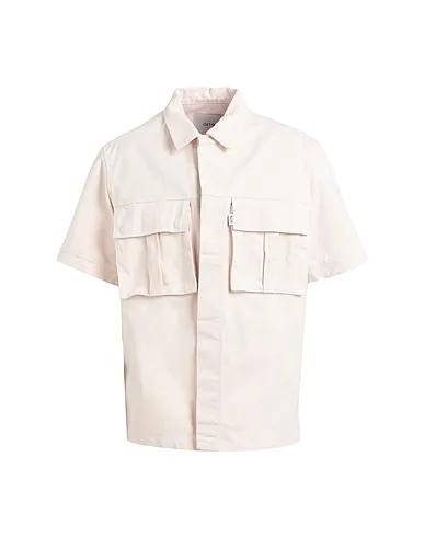 Cream Cotton twill Solid color shirt Peter Detail Pocket
