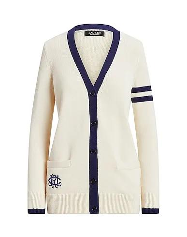 Cream Knitted Cardigan TWO-TONE COTTON CARDIGAN
