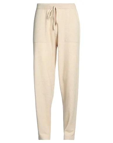 Cream Knitted Casual pants