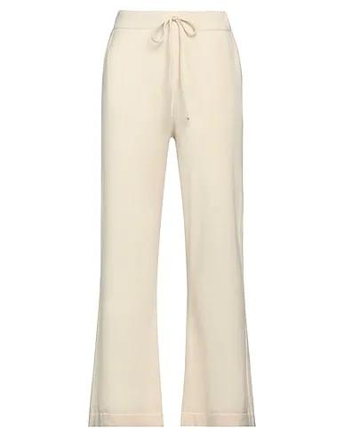 Cream Knitted Casual pants