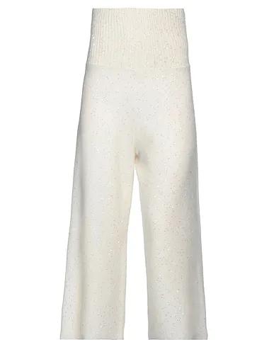 Cream Knitted Cropped pants & culottes