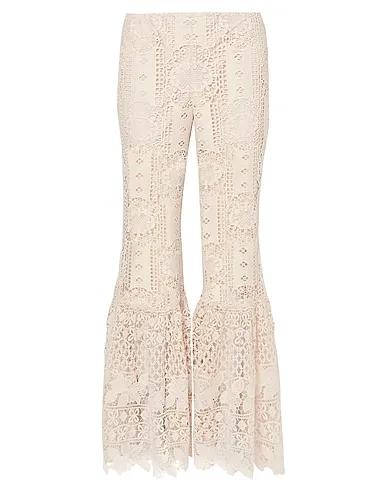 Cream Lace Casual pants