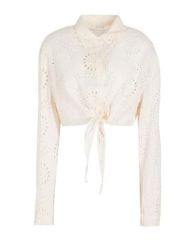 Cream Lace Lace shirts & blouses COTTON SHIRT W/ FRONT KNOT