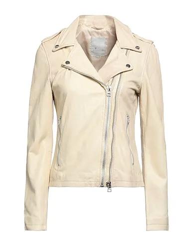 Cream Leather Biker jacket