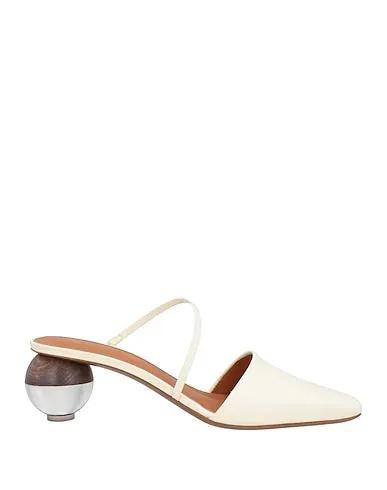 Cream Leather Mules and clogs