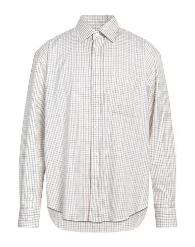 Cream Plain weave Checked shirt