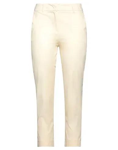 Cream Plain weave Cropped pants & culottes