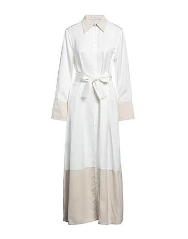 Cream Plain weave Long dress