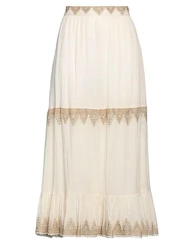 Cream Plain weave Maxi Skirts