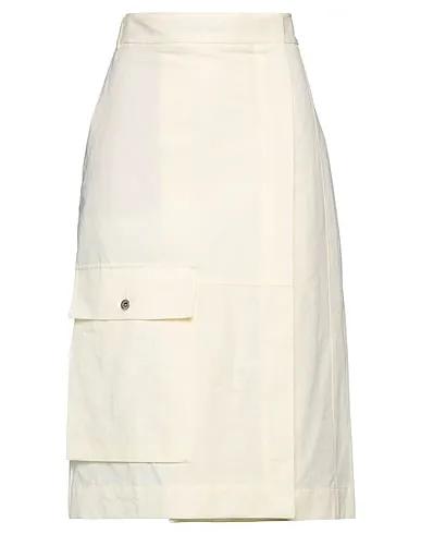 Cream Plain weave Midi skirt