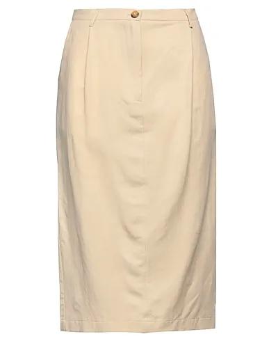 Cream Plain weave Midi skirt