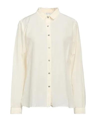 Cream Plain weave Solid color shirts & blouses