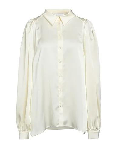 Cream Satin Solid color shirts & blouses