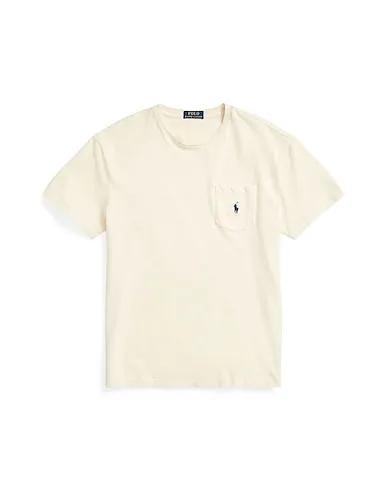 Cream T-shirt CLASSIC FIT COTTON-LINEN POCKET T-SHIRT
