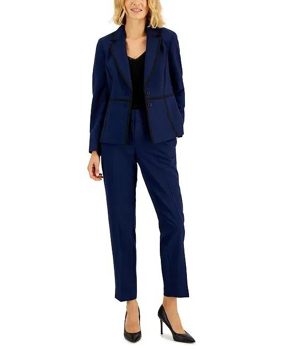 Crepe Two-Button Framed Jacket & Slim Pants, Regular and Petite Sizes
