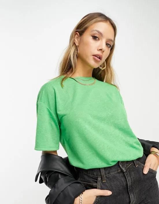 crew neck relaxed t-shirt in texture in bright green