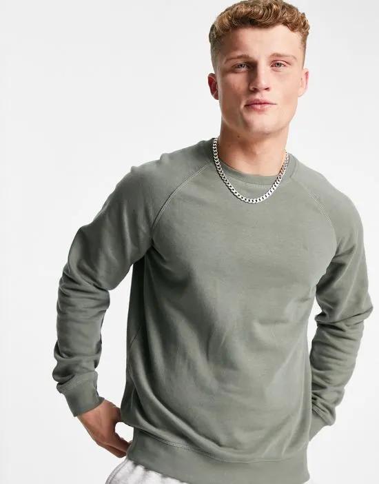 crew neck sweat in washed green - part of a set