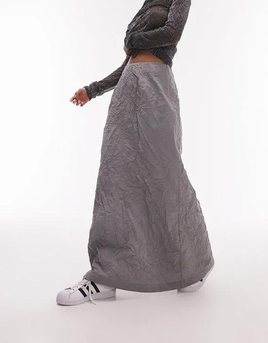 crinkle A-line maxi skirt in gray