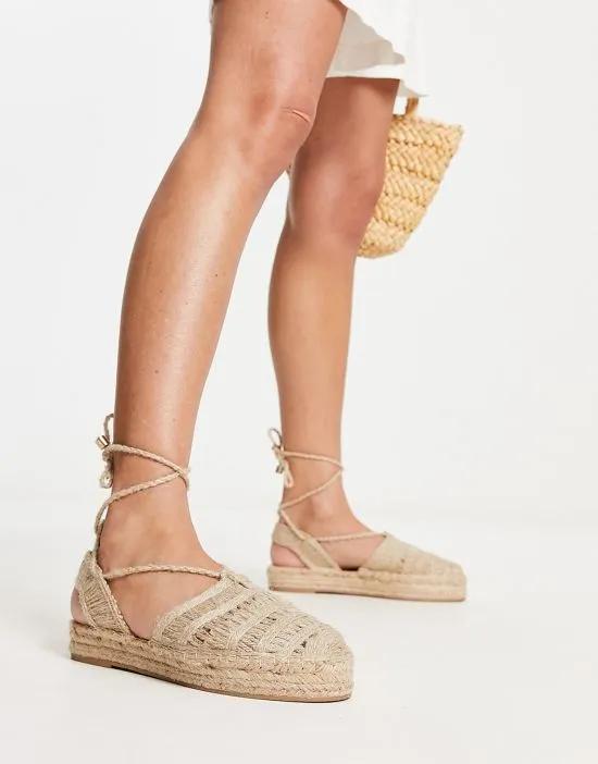 crochet espadrille sandals in natural