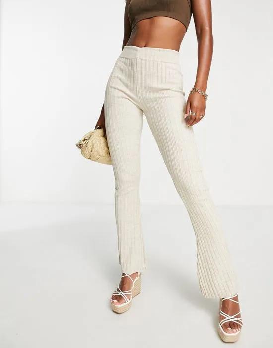 crochet flared pants in stone - part of a set