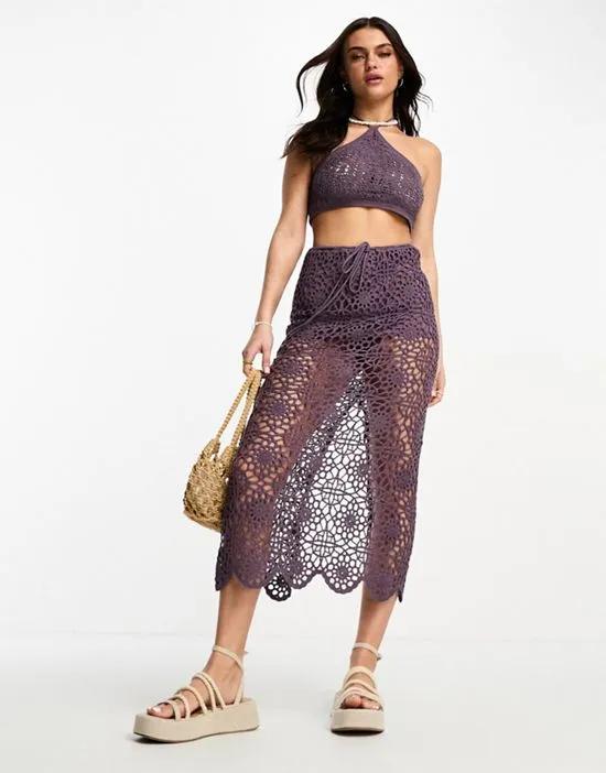 crochet maxi skirt in purple - part of a set