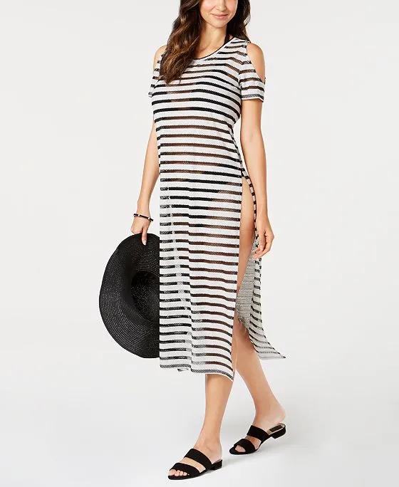 Crochet Striped Cold-Shoulder Cover-Up, Created for Macy's 