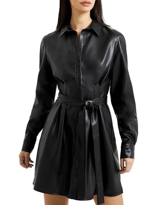 Crolenda Belted Faux Leather Dress