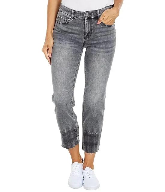 Crop Straight Jeans with Raw Hem in Shale Stone