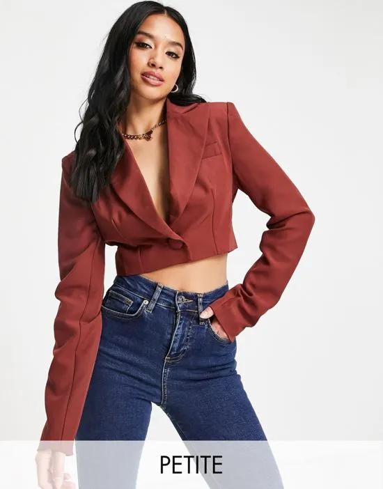 cropped blazer in brown - part of a set