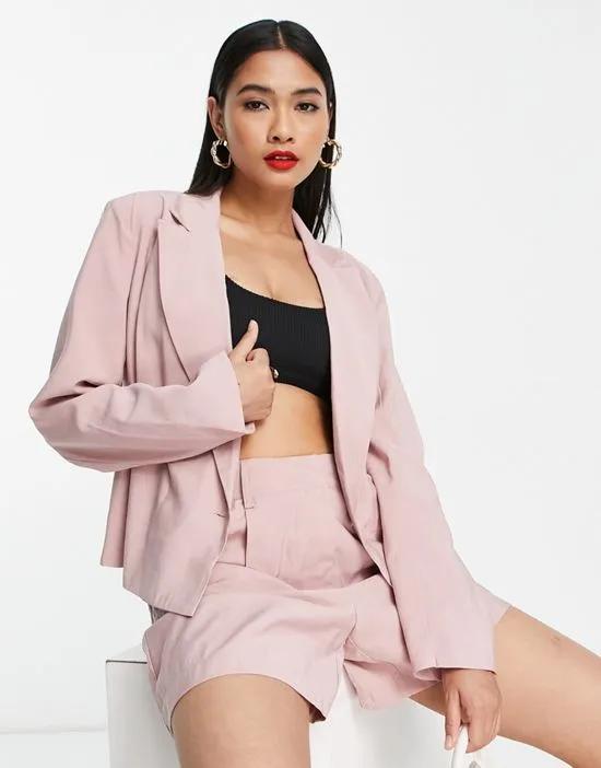 cropped blazer in pale rose - part of a set