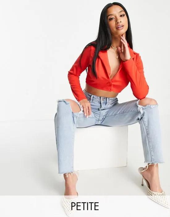 cropped blazer in tomato red - part of a set