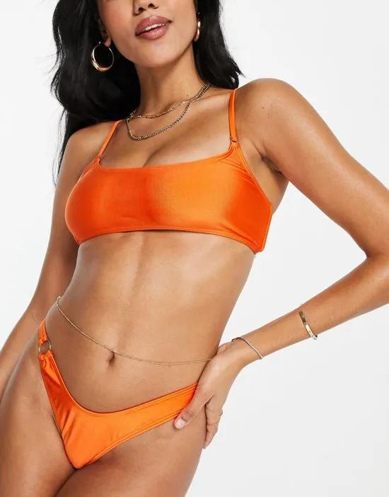 cropped bra and ring side bikini in orange