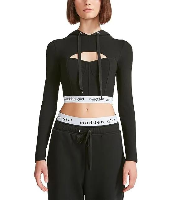 Cropped Corset Hoodie Top w/ Cutout