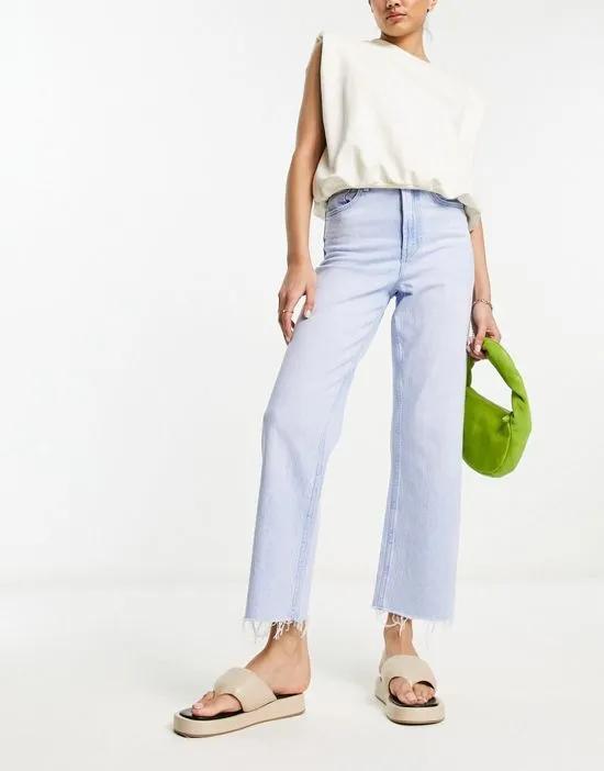 cropped easy straight jeans in pretty light blue