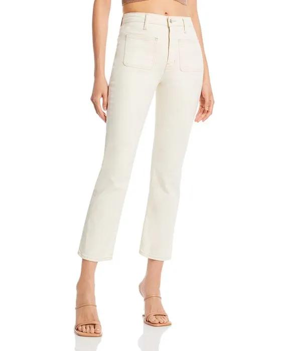 Cropped Flare Leg Jeans in Natural