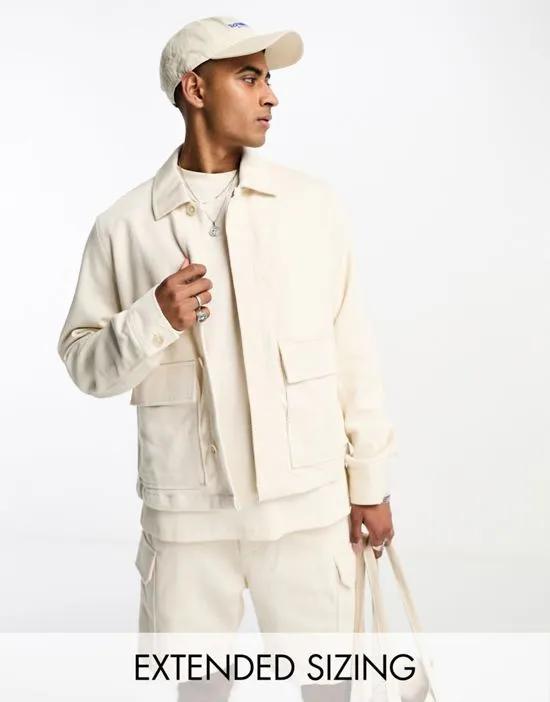cropped harrington summer jacket in beige - part of a set