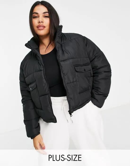 cropped padded jacket in black