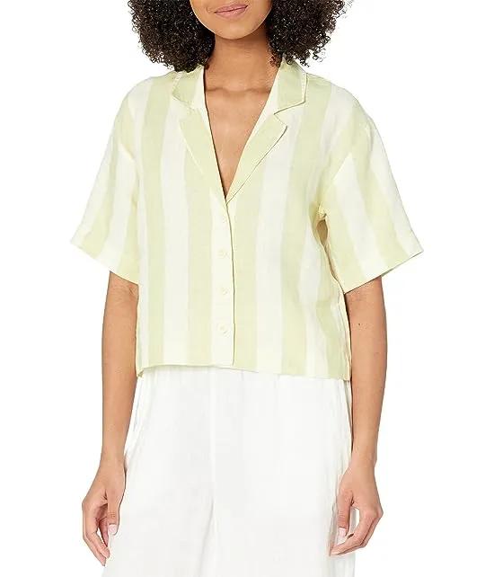 Cropped Resort Shirt - Refined Linen Stripe
