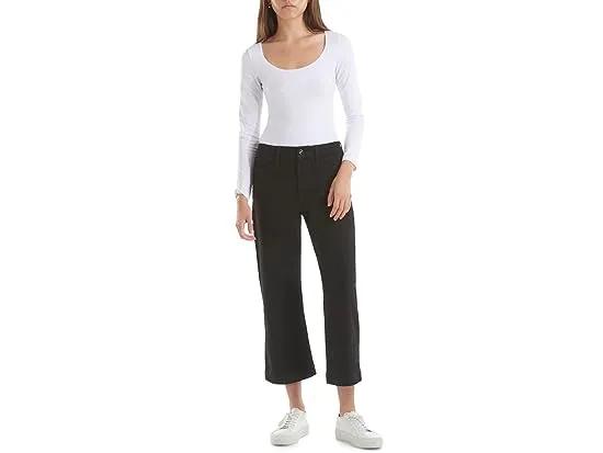 Cropped Wide Leg with Trousers Hem in Black