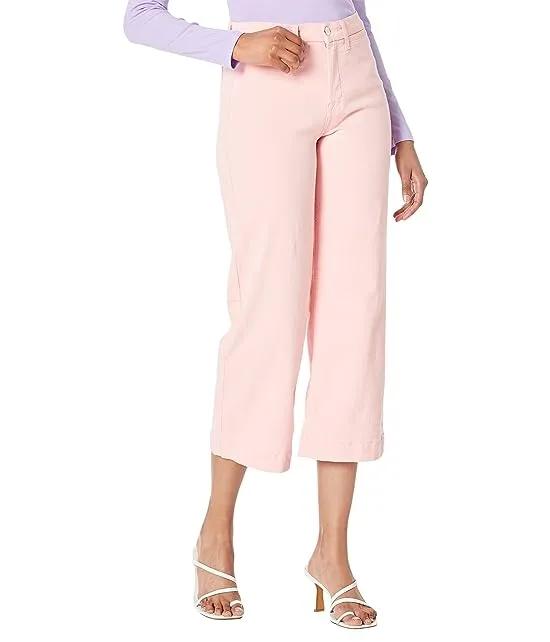Cropped Wide Leg with Welt Pockets in Coral Pink