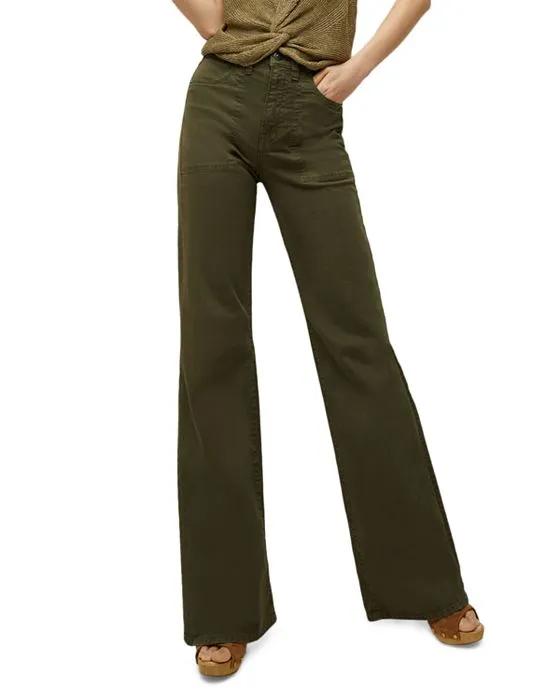 Crosbie High Rise Wide Leg Jeans in Army Green
