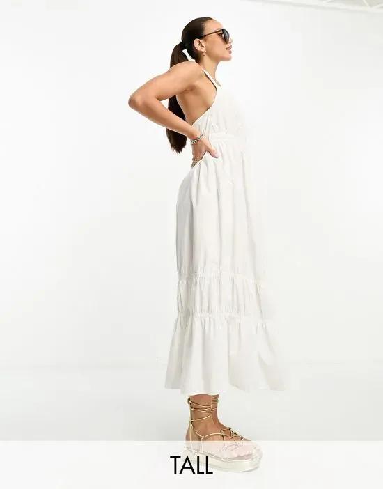 cross back maxi dress in white