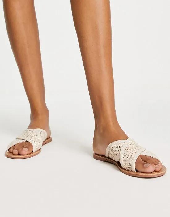 crossover sandals in beige