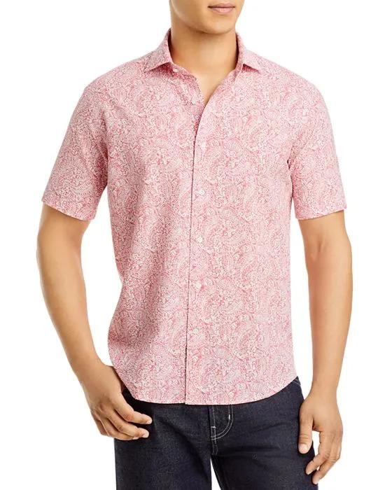 Crown Crafted Bayhops Cotton Paisley Print Tailored Fit Short Sleeve Button Down Shirt 